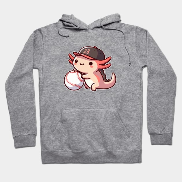 axolotl funny play baseball Hoodie by fikriamrullah